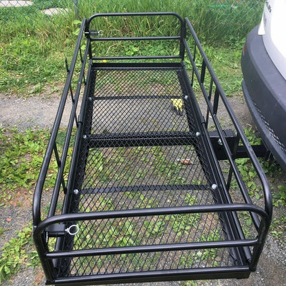 Solid Spare Folding Trailer Hitch Cargo Carrier Basket Luggage Rack w/ 2" Receiver 500 LBS