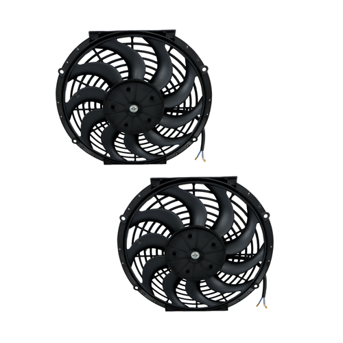 Solid Spare 2× 12" Electric Radiator Cooling Slim Fans Push Pull Mount Black For Universal