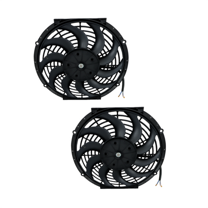 Solid Spare 2× 12" Electric Radiator Cooling Slim Fans Push Pull Mount Black For Universal