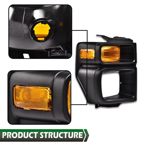 Solid Spare Headlight Trim Bezel w/ Parking Light Fit For 08-14 Ford E150 E250 E350 Right