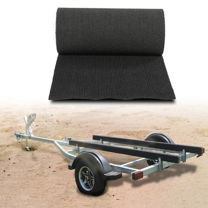 Solid Spare 12" x 12' Ribbed Bunk Carpet / Marine Boat Trailer Runners / Outdoor - Black