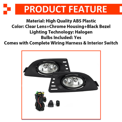 For 2005 2006 2007 Acura RSX Front Bumper Clear Fog Lights Lamps Pair w/wiring