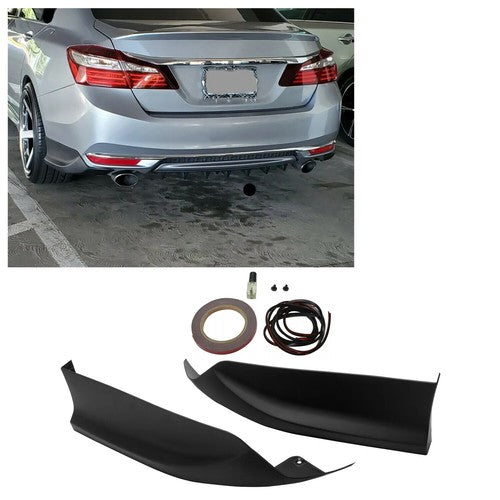Solid Spare For 2016-17 Honda Accord Sedan Black Rear Bumper Lip Splitter Spoiler Side Apron