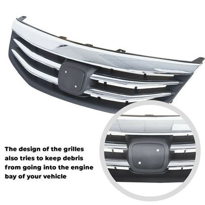 Solid Spare For 2011 2012 Honda Accord Chrome Radiator Bumper Grille Front Upper Grill