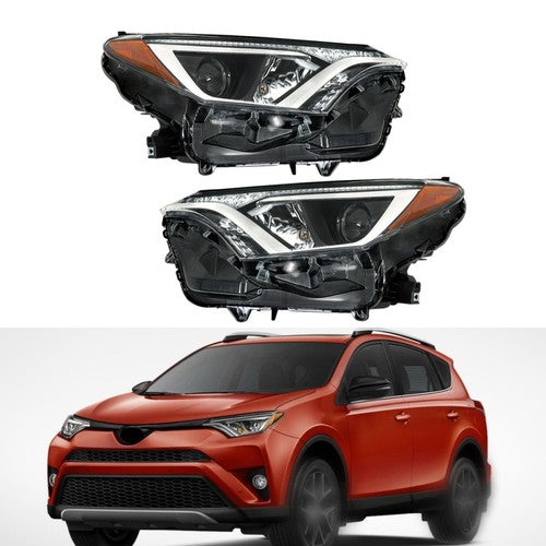 Solid Spare Headlights Halogen For Toyota Rav4 2016 2017 18 Tube Bar Driver+Passenger Side