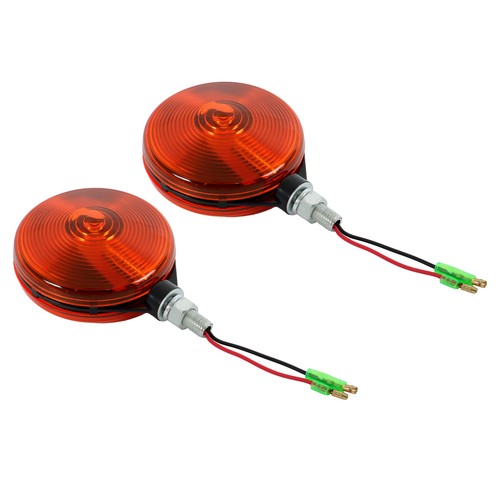 Solid Spare 12V Kubota Tractor Chrome Frame Amber Lens Warning Lamp Set Hazard Style