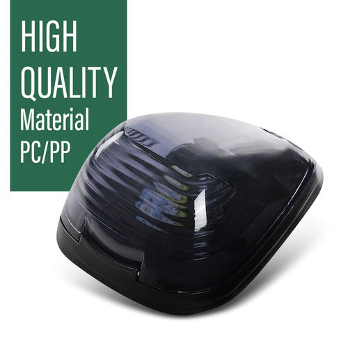 Solid Spare Black Smoked Cab Roof Marker Running Lamps w/ White LED Lights For Truck SUV RV