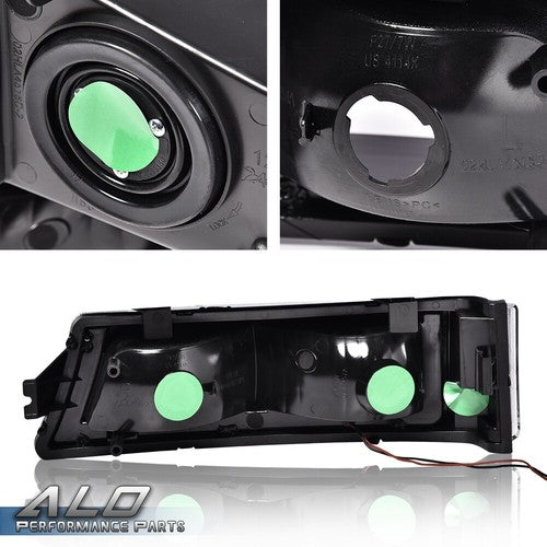 Solid Spare LED DRL Black Housing Clear Corner Headlights+Bumper Fit For 2003-2006 Silverado