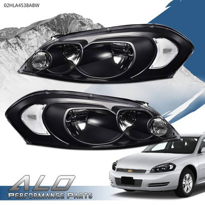 Solid Spare Clear Corner Black Headlights Fit For 06-13 Chevy Impala/06-07 Monte Carlo