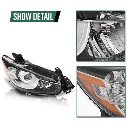 Solid Spare Pair Headlights Clear Lens Fit For 2013-2016 Mazda CX-5 Halogen Headlamps L+R