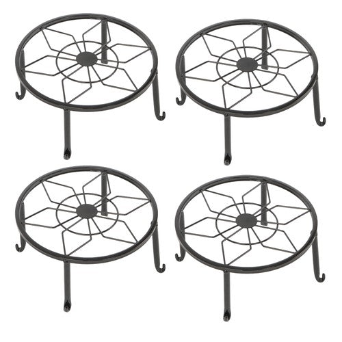 Solid Spare 4 Pack 9inch Black Metal Plant Stands Heavy Duty Plants Holder Flower Pot Stand