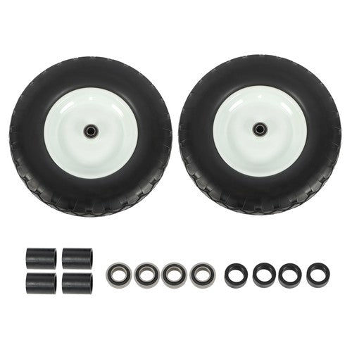 Solid Spare Lawn Mower Tires Solid for Trolley Smooth Flat White Rims Metal 16x4.80/4.00-8"