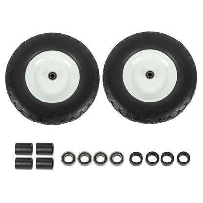 Solid Spare Lawn Mower Tires Solid for Trolley Smooth Flat White Rims Metal 16x4.80/4.00-8"