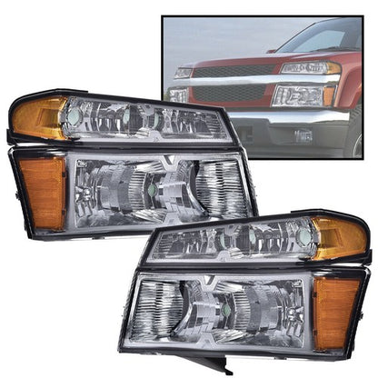 Solid Spare Headlights Assembly + Bumper Lights Fit For 2004-2012 GMC Canyon Chevy Colorado