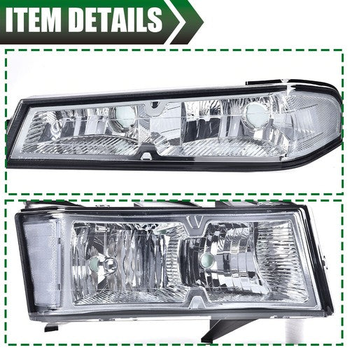 Solid Spare Smoke Lens Chrome Headlights Fit For 2004-2012 GMC Canyon/Chevy Colorado LH RH