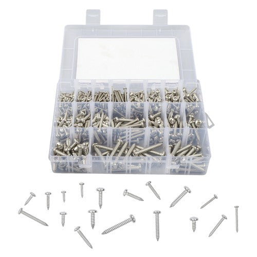 Solid Spare 550Pcs 304 stainless steel wood screws kits #4 #6 #8 #10 #12 countersunk Silver