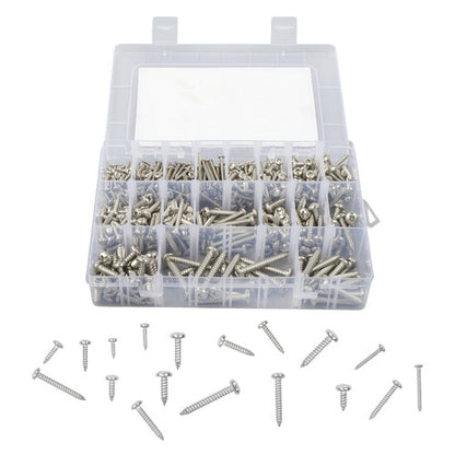 Solid Spare 550Pcs 304 stainless steel wood screws kits #4 #6 #8 #10 #12 countersunk Silver