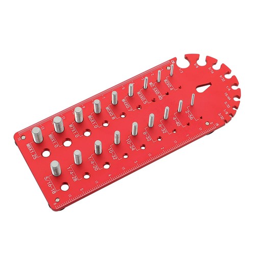 Solid Spare Nut and Bolt Thread Checker Portable 18 3/32 to 1/2 inch With Red Drill Bit Size