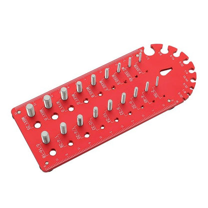 Solid Spare Nut and Bolt Thread Checker Portable 18 3/32 to 1/2 inch With Red Drill Bit Size