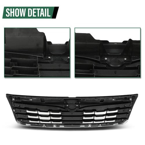 Solid Spare Fit For 2009-2010 Subaru Forester Front Upper Bumper Grille Grill Black Chrome