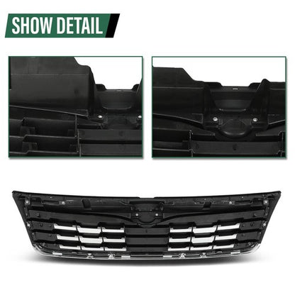 Solid Spare Fit For 2009-2010 Subaru Forester Front Upper Bumper Grille Grill Black Chrome