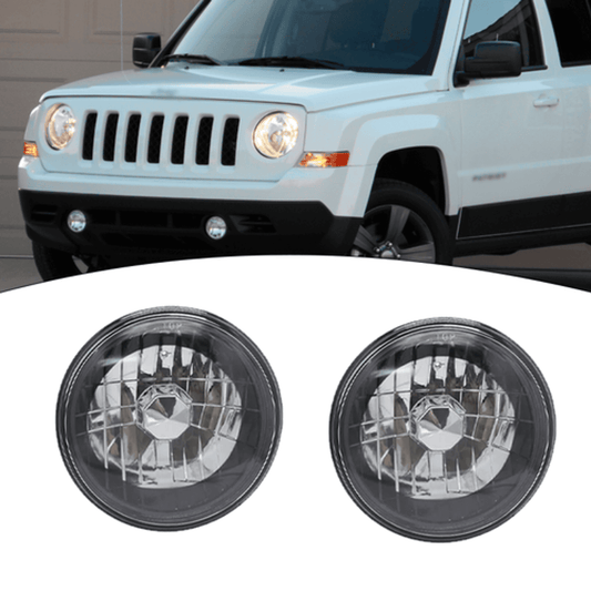 Solid Spare For 2008-2016 Jeep Patriot Pair 7" inch Round Headlights DRL Projector Light