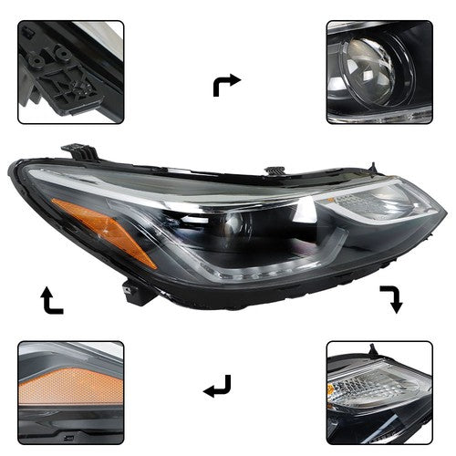 Solid Spare Fit For Chevy Cruze 2016-2018 Right Passenger Side Headlamp Headlight LED Clear