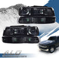Solid Spare Fit For 1999-2002 Chevy Silverado Smoke Lens Black Housing Headlights Headlamps