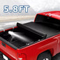 Solid Spare Soft Roll Up 5.8 FT Tonneau Cover w/Light For 07-25 GMC Sierra Silverado 1500