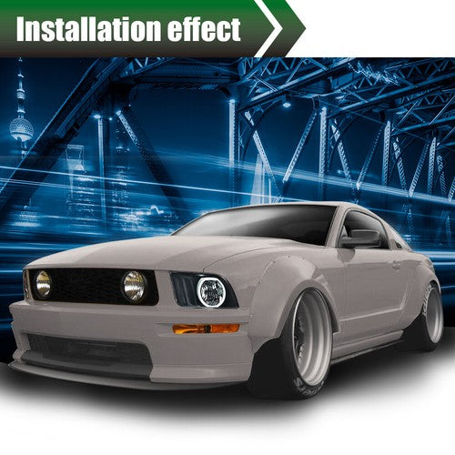 Solid Spare Fit For 05-09 Ford Mustang Smoke/Black LED DRL Halo Headlights Assembly Pair