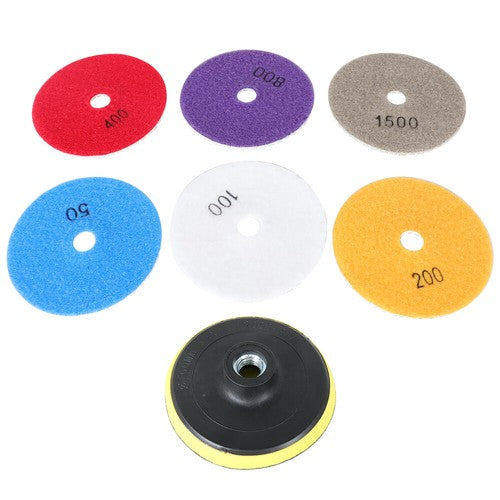 Solid Spare 4 Inch Set Wet Dry Diamond Polishing Pads For Granite Concrete Marble Stone 7PCS