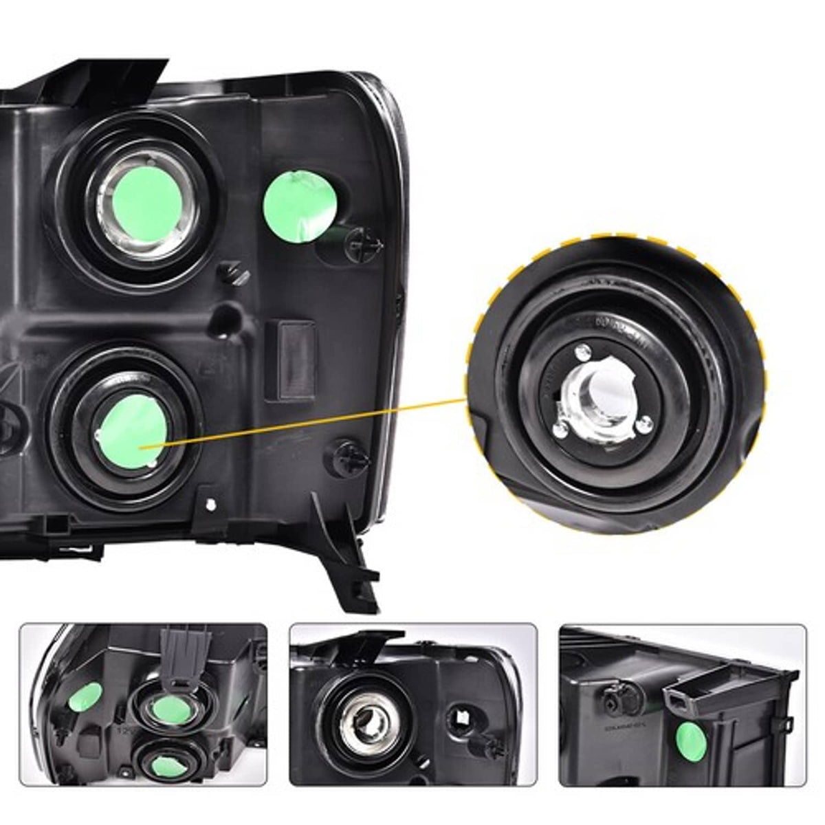 Solid Spare Fit For 2007-2014 GMC Sierra 1500 2500 3500 Black/Clear Headlight Head Lamps