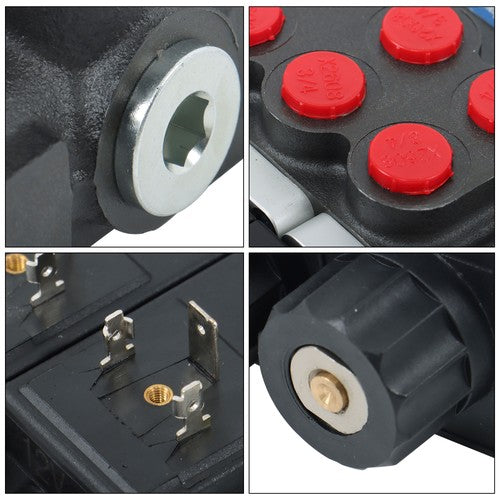 Solid Spare 4 Spool 12V DC Solenoid Hydraulic Control Valve 13GPM 3600PSI Double Acting