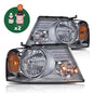 Solid Spare Headlights Fit For 2004-2008 Ford F-150 F150 Pickup Smoke Lens Amber Corner Pair