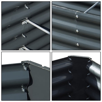 Solid Spare 8x2x2 Ft Metal Raised Garden Beds Metal Planter Box Easy Assembl