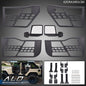 Solid Spare Fit For 07-18 Jeep Wrangler JK 4 Door Iron Tube Doors & Side View Mirrors Black