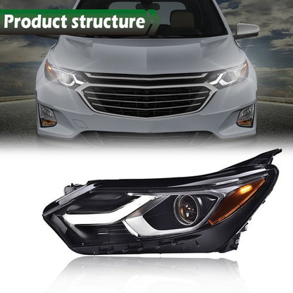 Solid Spare Fit For 2018-2021 Chevrolet Equinox Halogen Left Projector Headlights w/ LED DRL