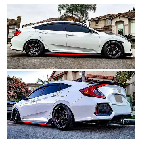 Solid Spare Side Skirt Extension For 16-2020 Honda CIVIC 4DR Sedan LX EX Si Blk Type-R Style