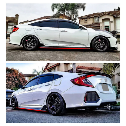 Solid Spare Side Skirt Extension For 16-2020 Honda CIVIC 4DR Sedan LX EX Si Blk Type-R Style