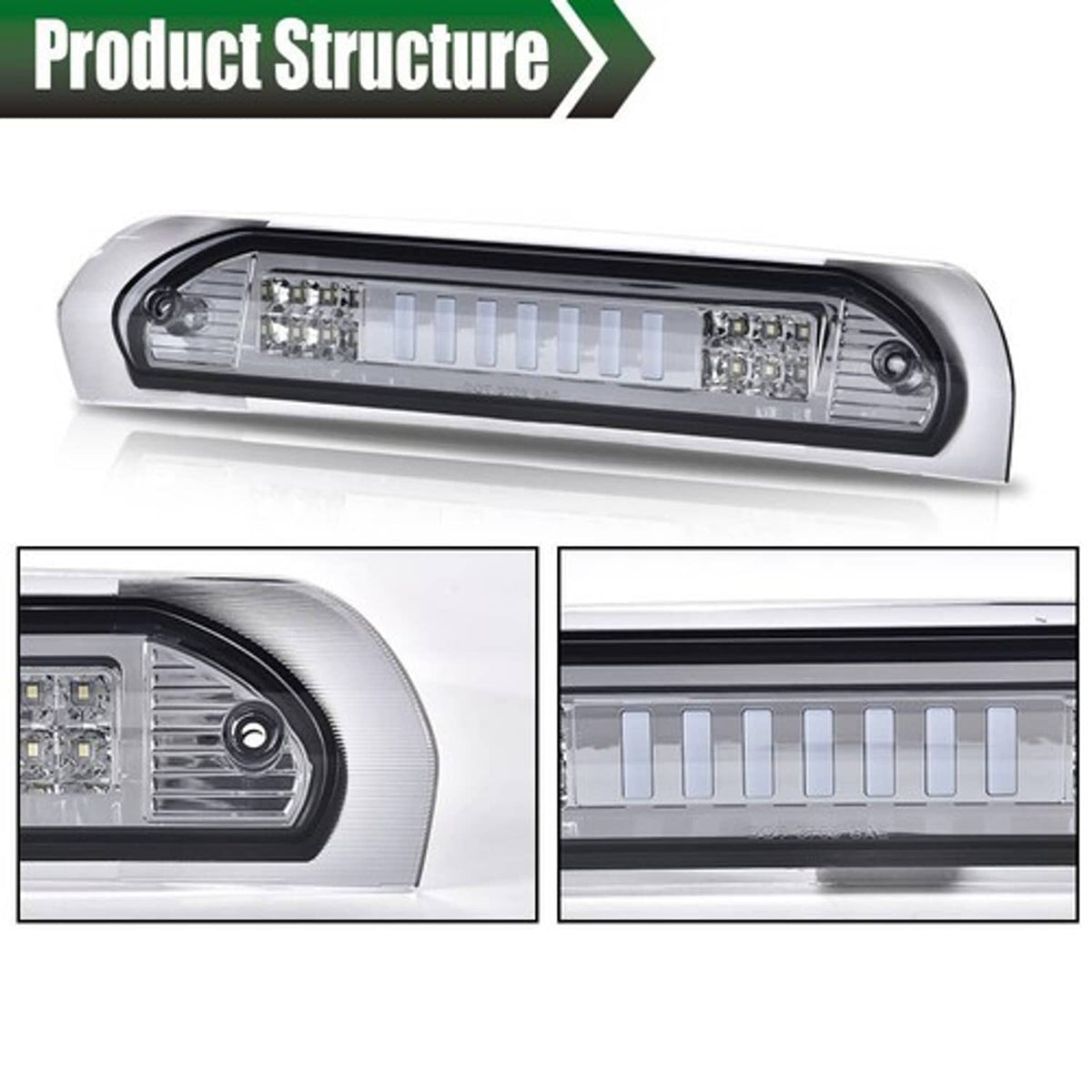 Solid Spare Fit For 2002-2009 Ram 1500 2500 Smoke LED 3rd Tail Brake Light Cargo Lamp