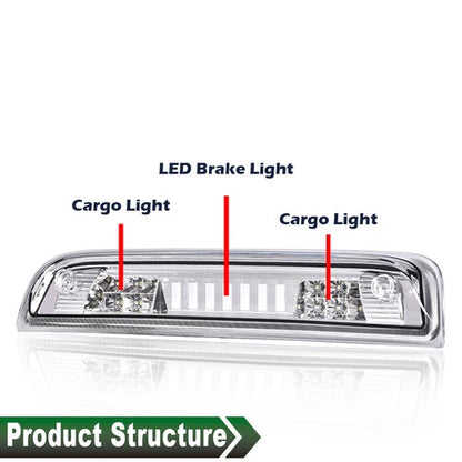 Solid Spare Fit For 14-18 Silverado Sierra Clear/Chrome LED Third Brake Light Cargo Lamp