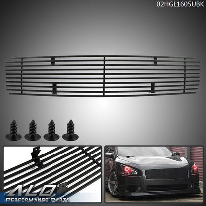 Solid Spare Fit For 2009-2014 Nissan Maxima Front Upper Bumper Black Billet Grille Insert