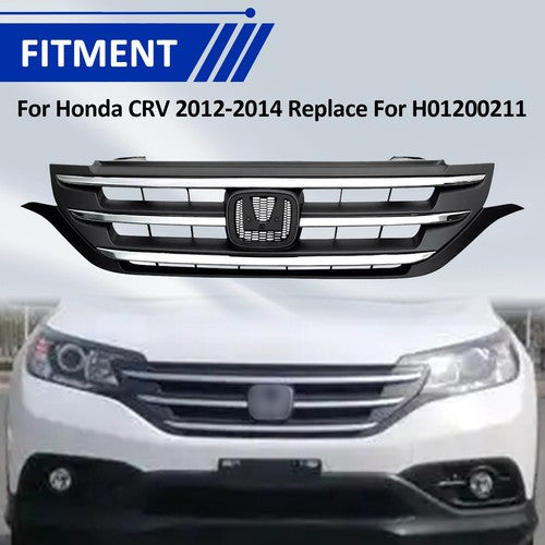 Front Bumper Upper Grille Grill w/Chrome Trim Fit 2012 2013 2014 Honda CRV CR-V