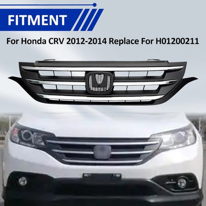 Front Bumper Upper Grille Grill w/Chrome Trim Fit 2012 2013 2014 Honda CRV CR-V