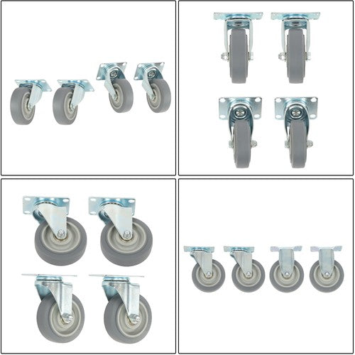 Solid Spare 4 Pack (Two Straight, Two Inclined) 4" Heavy Duty Swivel Caster Wheels 1200Lbs