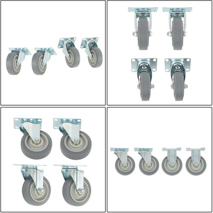 Solid Spare 4 Pack (Two Straight, Two Inclined) 4" Heavy Duty Swivel Caster Wheels 1200Lbs