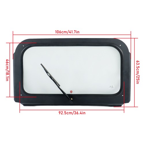 Solid Spare For Polaris RZR 570, 800, XP 900 Full Glass Windshield with Wiper Black