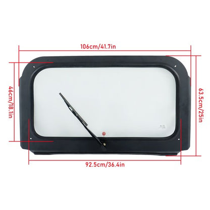 Solid Spare For Polaris RZR 570, 800, XP 900 Full Glass Windshield with Wiper Black