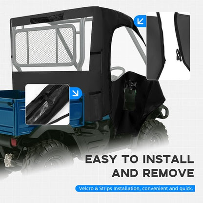 Solid Spare Black Soft Door UTV Cab Enclosure For Kawasaki Mule 600 610 4x4 XC 2005-2016