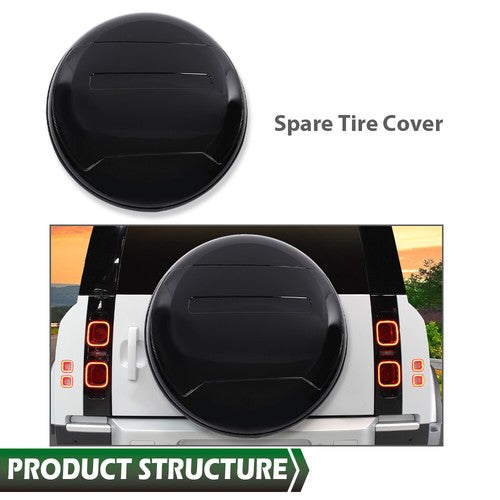 Solid Spare Fit For 20-23 Land Rover Defender Spare Tyre Tire Cover Wheel Cover Black